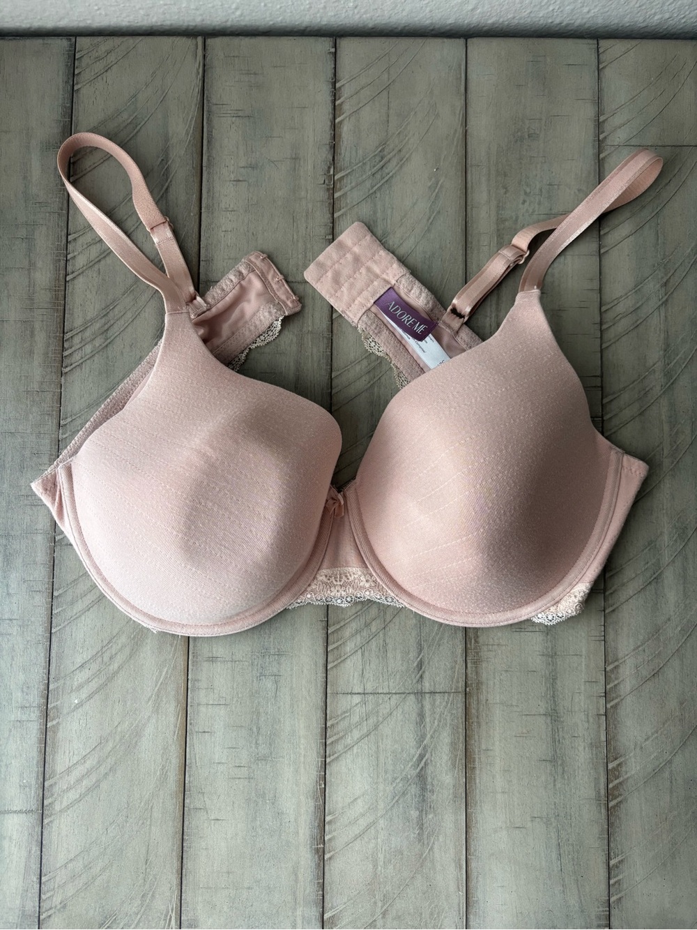 Adore Me Women's Light Blush T-Shirt Bra with Lace Details Size 42C